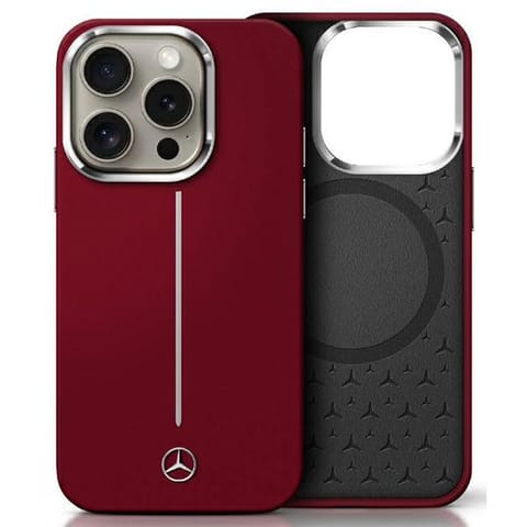 ⁨Mercedes MEHMP16X23SUMSR iPhone 16 Pro    Max 6.9" czerwony/red hardcase Silicone White Stripe MagSafe⁩ w sklepie Wasserman.eu