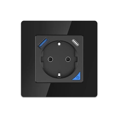 ⁨EXTRALINK SMART LIFE WALL SOCKET OUTLET 230V + SINGLE FRAME, WIFI , 1 X USB A, 1 X USB C, BLACK⁩ w sklepie Wasserman.eu