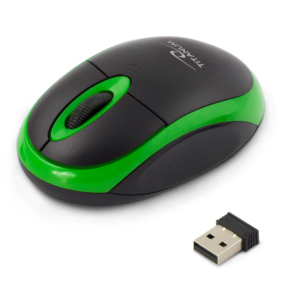 ⁨TITANUM MOUSE VOLTURE 3D OPTICAL WIRELESS 2.4GHz BLACK/GREEN⁩ at Wasserman.eu