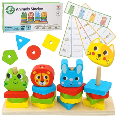 ⁨WOOPIE GREEN Układanka Montessori Piramidka Zwierzątka 27 el. FSC⁩ w sklepie Wasserman.eu