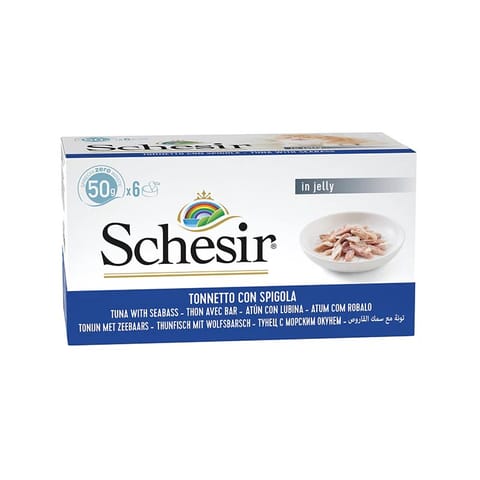 ⁨SCHESIR Tuna with sea bass in jelly - wet cat food - 6x50g⁩ at Wasserman.eu