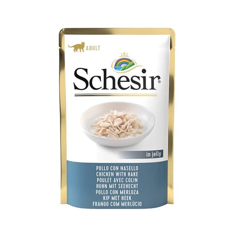 ⁨SCHESIR Chicken with hake in jelly - wet cat food - 85g⁩ at Wasserman.eu