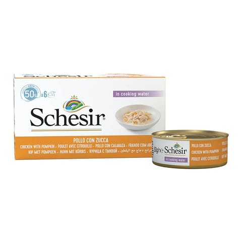 ⁨SCHESIR Chicken fillets with pumpkin in broth - wet cat food - 6x50g⁩ at Wasserman.eu