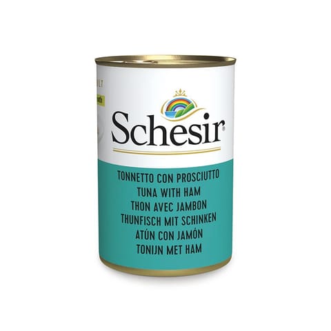 ⁨SCHESIR Tuna with ham in broth - wet cat food - 140g⁩ at Wasserman.eu