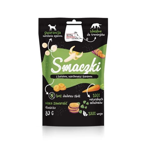 ⁨SYTA MICHA Vege treats with sweet potato, carrot and banana - dog treat - 80 g⁩ at Wasserman.eu