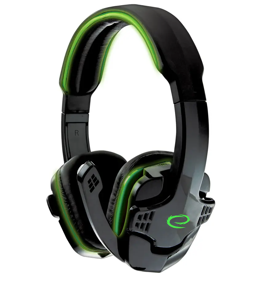 ⁨EGH310G Esperanza gaming raven headphones with microphone green⁩ at Wasserman.eu