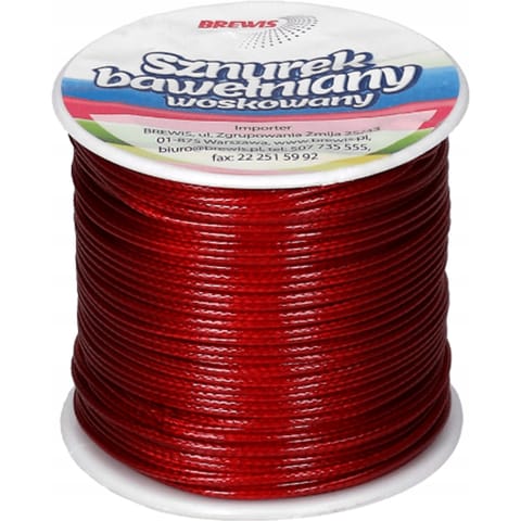 ⁨Sznurek bawełniany woskowany 1mm*25m czerwony SBW2 BREWIS⁩ w sklepie Wasserman.eu