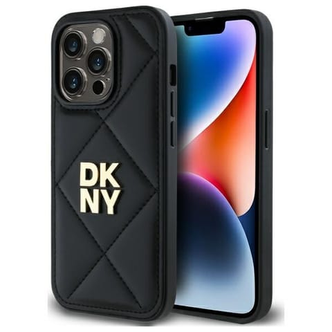 ⁨DKNY DKHCP14LPQDSLK iPhone 14 Pro 6.1"    czarny/black Quilted Stack Logo⁩ w sklepie Wasserman.eu