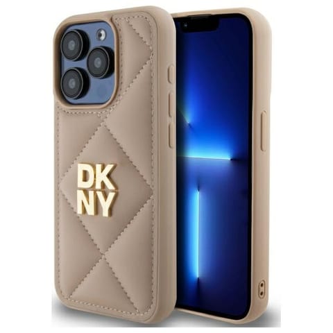 ⁨DKNY DKHCP15LPQDSLE iPhone 15 Pro 6.1"    beżowy/beige Quilted Stack Logo⁩ w sklepie Wasserman.eu