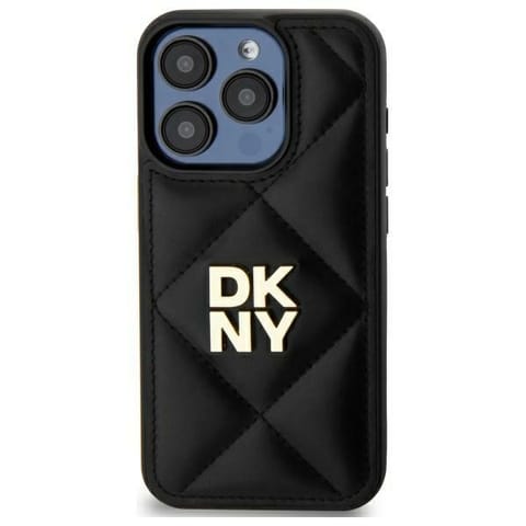 ⁨DKNY DKHCP15MPQDSLK iPhone 15 Plus 6.7"   czarny/black Quilted Stack Logo⁩ w sklepie Wasserman.eu