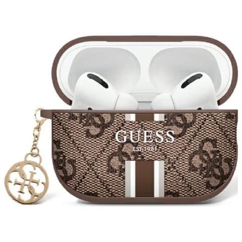 ⁨Guess GUA2P4RPSW AirPods 1/2 cover        brązowy/brown 4G Printed Stripes Charm⁩ w sklepie Wasserman.eu