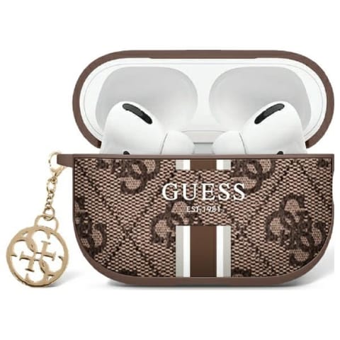 ⁨Guess GUAP2P4RPSW AirPods Pro 2           (2022/2023) cover brązowy/brown 4G Printed Stripes Charm⁩ w sklepie Wasserman.eu