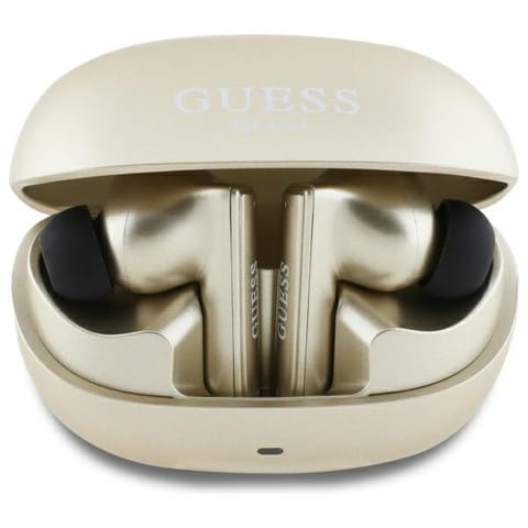 ⁨Guess słuchawki Bluetooth GUTWST88MCTGD   TWS + stacja dokująca złoty/gold Capsule Printed Logo⁩ w sklepie Wasserman.eu