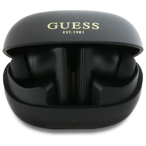 ⁨Guess słuchawki Bluetooth GUTWST88MCTGK   TWS + stacja dokująca czarny/black Capsule Printed Logo⁩ w sklepie Wasserman.eu