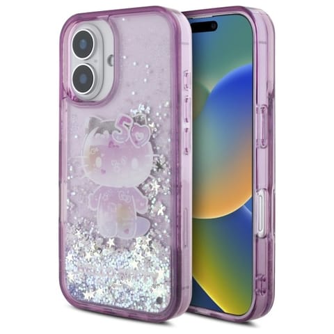 ⁨Hello Kitty HKHCP16SL50PPU iPhone 16      6.1" fioletowy/purple hardcase Liquid Glitter 50TH Anniversary Party⁩ w sklepie Wasserman.eu