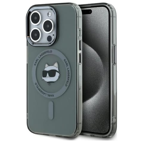 ⁨Karl Lagerfeld KLHMP15LHLSCHK iPhone 15   Pro 6.1" czarny/black hardcase IML Metal Choupette Head MagSafe⁩ w sklepie Wasserman.eu