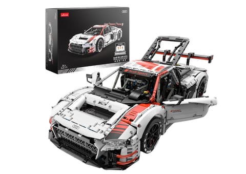 ⁨Klocki Konstrukcyjne Auto RC 1:8 Audi R8 GT3 Rastar Białe 3322 Elementy⁩ w sklepie Wasserman.eu