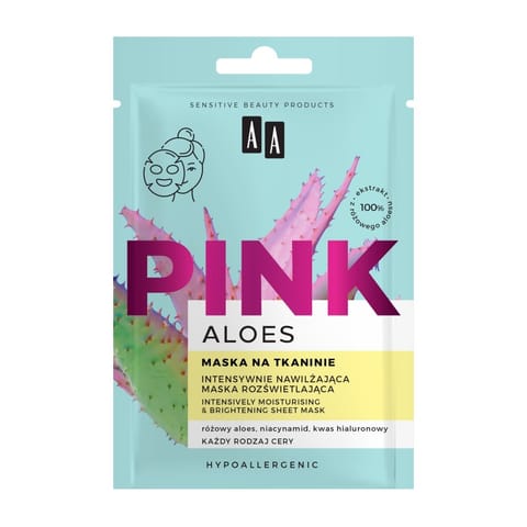 ⁨AA Aloes Pink Intensywnie Nawilżająca Maska rozświetlająca na tkaninie 18 ml⁩ w sklepie Wasserman.eu