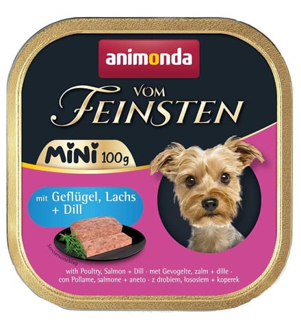 ⁨ANIMONDA Vom Feinsten Adult Mini Poultry, salmon and dill - wet dog food - 100g⁩ at Wasserman.eu