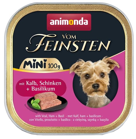 ⁨ANIMONDA Vom Feinsten Adult Mini Veal, ham and basil - wet dog food - 100g⁩ at Wasserman.eu