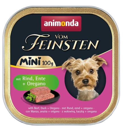 ⁨ANIMONDA Vom Feinsten Adult Mini Beef, duck and oregano - wet dog food - 100g⁩ at Wasserman.eu