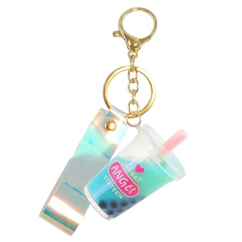 ⁨Brelok do kluczy Shake przelewowy Bubble Tea 6,1 x 3,6 cm z opalizującą smyczą TURKUS BRL332TUR⁩ w sklepie Wasserman.eu