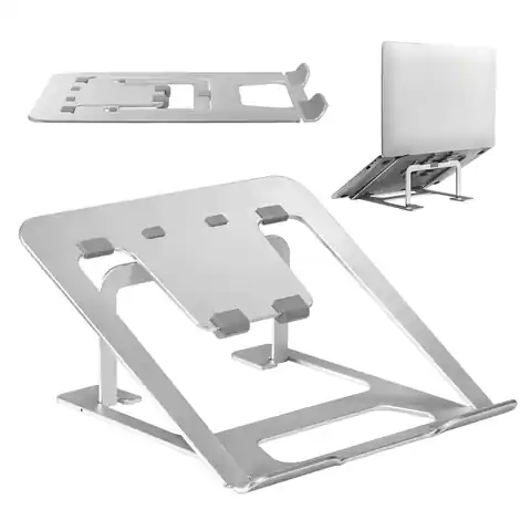 ⁨Aluminiowa ultra cienka składana podstawka pod laptopa ERGOOFFICE.EU, srebrna,  pasuje do laptopów 11-15'', ER-416⁩ w sklepie Wasserman.eu