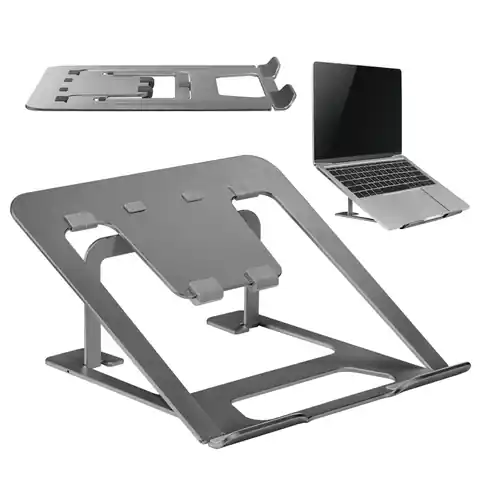 ⁨Aluminum Ultra Thin Foldable Laptop Stand ERGOOFFICE.EU Gray Fits 11-15'', ER-416G Laptops⁩ at Wasserman.eu