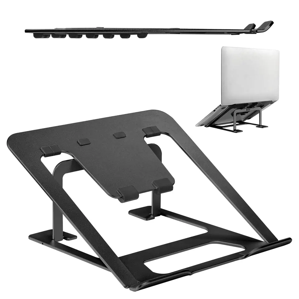 Aluminiowa ultra cienka składana podstawka pod laptopa ERGOOFFICE.EU, czarna, pasuje do laptopów 11-15'', ER-416 B w sklepie Wasserman.eu