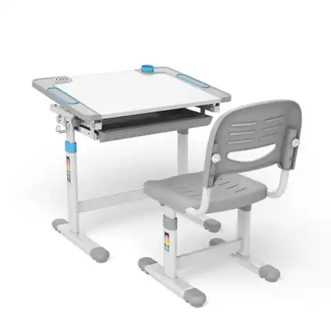 ⁨Ergonomiczne biurko dla dzieci z ręczną regulacją wysokości oraz krzesłem Ergo Office, niebieskie, max 75kg, ER-418⁩ w sklepie Wasserman.eu