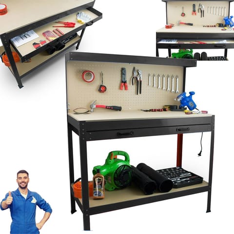 ⁨WORKBENCH WITH DRAWER AND HANDLES BLACK⁩ at Wasserman.eu