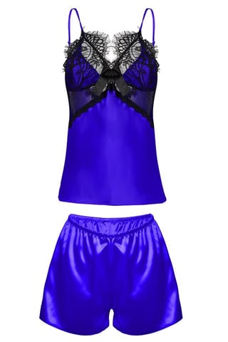 ⁨KOMPLET BEATRICE SATYNA MODRAK (kolor modrak, rozmiar M)⁩ w sklepie Wasserman.eu