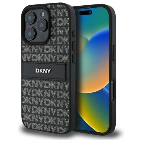 ⁨Oryginalne Etui IPHONE 16 PRO MAX DKNY Hardcase Texture Pattern Tonal Stripe (DKHCP16XPRTHSLK) czarne⁩ w sklepie Wasserman.eu