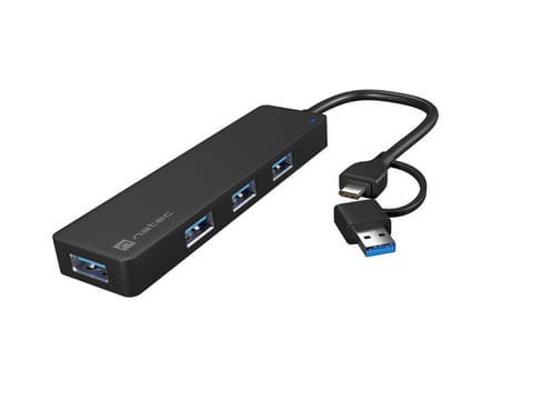 ⁨USB-C 3.0 Hub 4-Port Mayfly black + adapter⁩ at Wasserman.eu