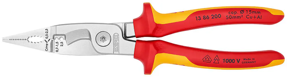 ⁨PLIERS FOR ELECTRICAL INSTALLATION WORKS INSULATED 200MM⁩ at Wasserman.eu