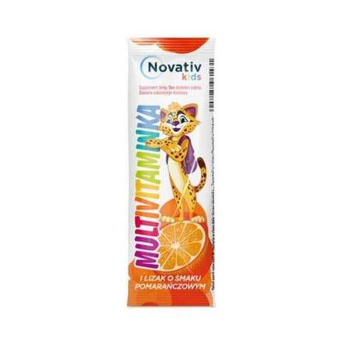 ⁨Novativ kids Lizaki Multivitaminka, 30 szt ( smak pomarańczowy)⁩ w sklepie Wasserman.eu