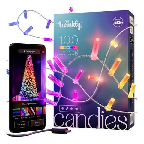 ⁨Twinkly Candies – 100 Lampki w kształcie świeczki RGB LEDs, przezroczysty przewód, USB-C⁩ w sklepie Wasserman.eu