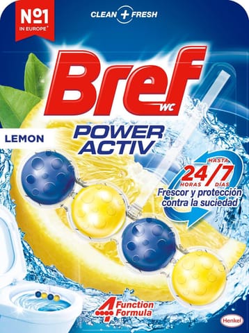 ⁨Bref Power Aktiv Lemon Zawieszka WC 50 g⁩ w sklepie Wasserman.eu