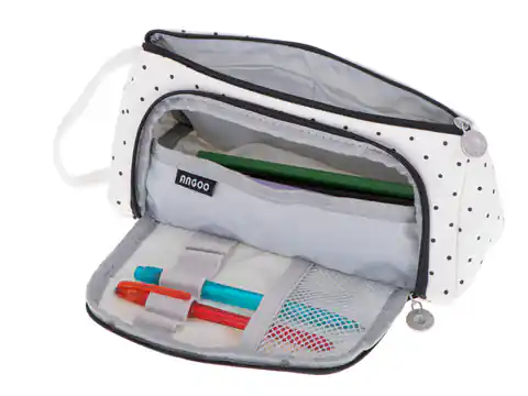 ⁨School pencil case, double sachet, cosmetic bag with polka dots⁩ at Wasserman.eu