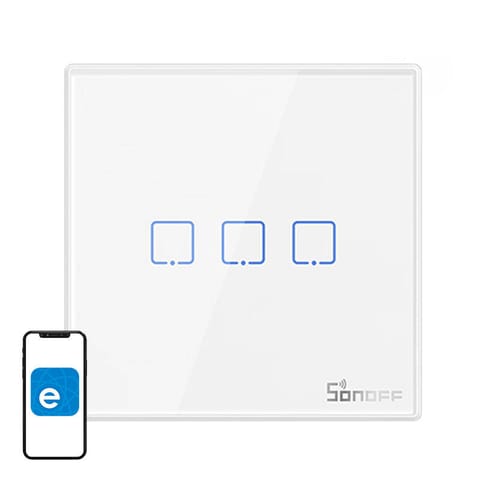 ⁨Bezprzewodowy Włącznik Światła Sonoff T2EU3C-RF 433MHz (3-kanałowy)⁩ w sklepie Wasserman.eu
