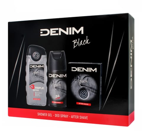 ⁨DENIM Black Gift Set (After Shave Water 100ml + Deo spray 150ml + Shower Gel 250ml)⁩ at Wasserman.eu