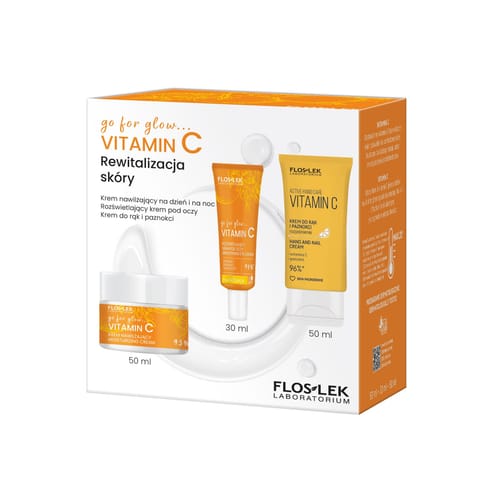 ⁨FLOSLEK Zestaw prezentowy Vitamin C (krem nawilżający 50ml+krem pod oczy 30ml+krem do rąk 50ml)+⁩ w sklepie Wasserman.eu