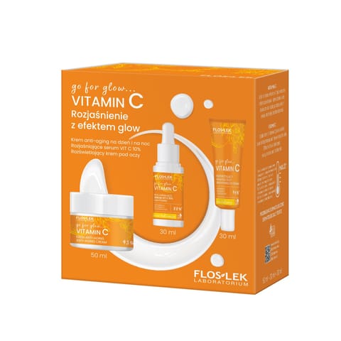⁨FLOSLEK Zestaw prezentowy Vitamin C (krem anti aging 50ml+krem pod oczy 30ml+serum 30ml)⁩ w sklepie Wasserman.eu