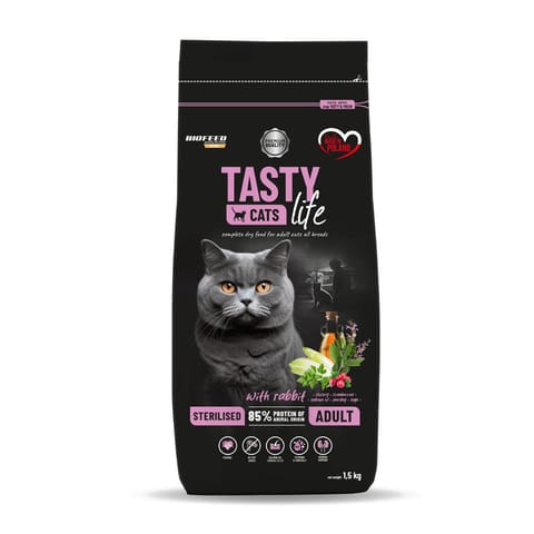 ⁨BIOFEED Tasty Cats Life Sterilised Rabbit - dry cat food - 1,5kg⁩ at Wasserman.eu