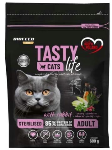 ⁨BIOFEED Tasty Cats Life Sterilised Rabbit - dry cat food - 600g⁩ at Wasserman.eu