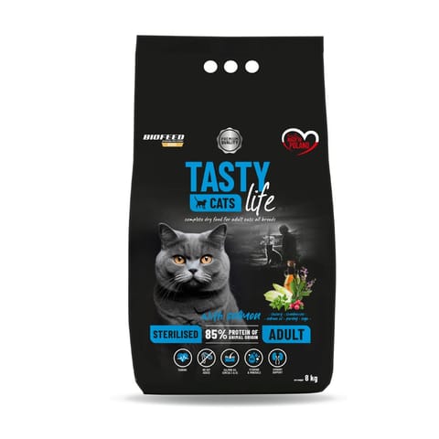 ⁨BIOFEED Tasty Cats Life Sterilised Salmon - dry cat food - 8kg⁩ at Wasserman.eu