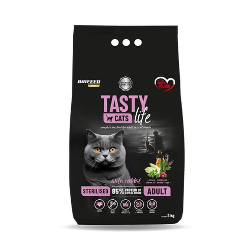 ⁨BIOFEED Tasty Cats Life Sterilised Rabbit - dry cat food - 8kg⁩ at Wasserman.eu