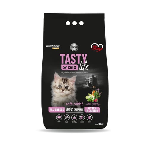 ⁨BIOFEED Tasty Cats Life Kitten Junior Rabbit - dry cat food - 8kg⁩ at Wasserman.eu