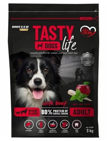 ⁨BIOFEED Tasty Life medium & large Beef - dry dog food - 3kg⁩ at Wasserman.eu