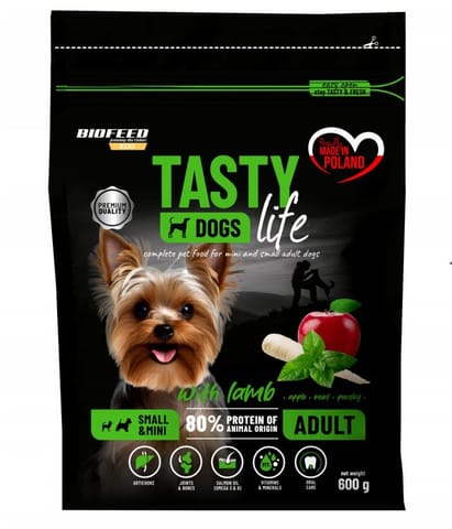 ⁨BIOFEED TASTY DOGS LIFE ADULT SMALL WITH LAMB 600G⁩ w sklepie Wasserman.eu